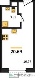 Планировка студии(квартира) площадью 20.69 квадратных метров в ЖК “ЖК Citimix (СитиМикс)”