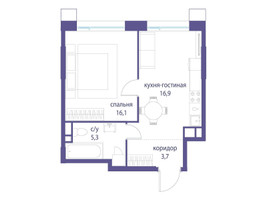 Планировка однокомнатной(квартира) площадью 42 квадратных метров в “ЖК Символ”