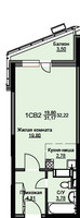 Планировка студии(квартира) площадью 32.5 квадратных метров в “ЖК Соболевка”