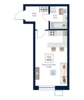 Планировка студии(квартира) площадью 28.04 квадратных метров в “ЖК Бархат”