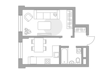 Планировка однокомнатной(квартира) площадью 34.98 квадратных метров в ЖК “ЖК Живописный”