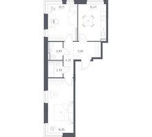 Планировка двухкомнатной(квартира) площадью 58.03 квадратных метров в “ЖК Квартал Западный”