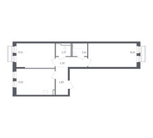 Планировка двухкомнатной(квартира) площадью 57.5 квадратных метров в “ЖК Рублевский Квартал”