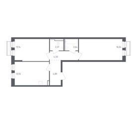 Планировка двухкомнатной(квартира) площадью 57.5 квадратных метров в ЖК “ЖК Рублевский Квартал”