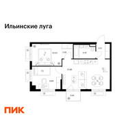 Планировка двухкомнатной(квартира) площадью 52.77 квадратных метров в “ЖК Ильинские луга”