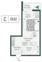 Планировка студии(квартира) площадью 31.44 квадратных метров в “ЖК Рига Хиллс”