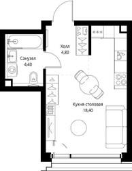 Планировка студии(квартира) площадью 27.8 квадратных метров в ЖК “ЖК СЕТ”