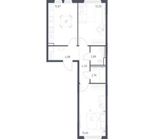 Планировка двухкомнатной(квартира) площадью 57.52 квадратных метров в “ЖК Пригород Лесное”