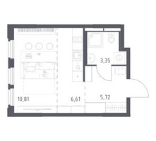 Планировка студии(квартира) площадью 26.49 квадратных метров в “ЖК Космический Квартал”