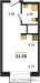 Планировка студии(квартира) площадью 21.26 квадратных метров в “ЖК Новоград Павлино”