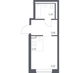 Планировка студии(квартира) площадью 21.82 квадратных метров в ЖК “ЖК Подольские кварталы”