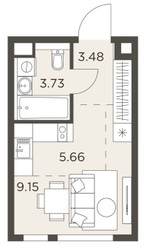 Планировка студии(квартира) площадью 22.02 квадратных метров в ЖК “ЖК Одинград”
