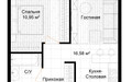 Планировка однокомнатной(апартаменты) площадью 38.7 квадратных метров в “ЖК Долгоруковская 25”