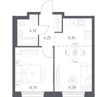 Планировка однокомнатной(квартира) площадью 38.25 квадратных метров в “ЖК Новое Внуково”