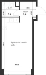 Планировка студии(квартира) площадью 29.5 квадратных метров в ЖК “ЖК Войс”