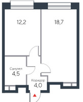Планировка однокомнатной(квартира) площадью 39.4 квадратных метров в “ЖК Ривер Парк Коломенский”