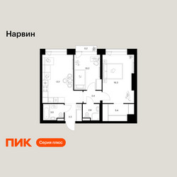 Планировка двухкомнатной(квартира) площадью 61.8 квадратных метров в ЖК “Нарвин”