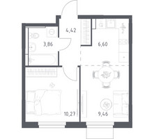 Планировка однокомнатной(квартира) площадью 34.61 квадратных метров в “ЖК Мытищи Парк”