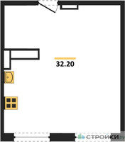 Планировка однокомнатной(апартаменты) площадью 31.5 квадратных метров в “ЖК Легендарный квартал на Ботаническом саду”
