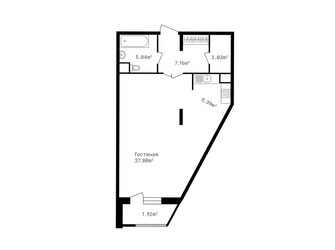 Планировка однокомнатной(квартира) площадью 60.4 квадратных метров в ЖК “ЖК Клубный дом Точка отсчета”