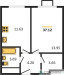 Планировка квартиры Однокомнатная (Квартиры)36.8