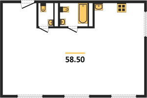 Планировка трехкомнатной(квартира) площадью 58.5 квадратных метров в “ЖК Каштановая роща”