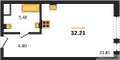Планировка студии(апартаменты) площадью 32.21 квадратных метров в “ЖК EVOPARK Измайлово (Эвопарк Измайлово)”