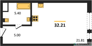 Планировка студии(апартаменты) площадью 32.21 квадратных метров в “ЖК EVOPARK Измайлово (Эвопарк Измайлово)”