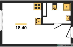 Планировка однокомнатной(квартира) площадью 18.5 квадратных метров в “ЖК ЭкоБунино (Южное Бунино)”