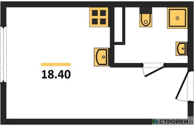 Планировка однокомнатной(квартира) площадью 18.5 квадратных метров в ЖК “ЖК ЭкоБунино (Южное Бунино)”