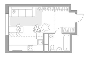 Планировка студии(квартира) площадью 29.75 квадратных метров в “ЖК Притяжение Сити”