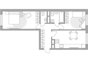 Планировка двухкомнатной(квартира) площадью 54.35 квадратных метров в “ЖК Императорские Мытищи”