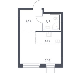Планировка студии(квартира) площадью 25.91 квадратных метров в ЖК “ЖК Новое Внуково”