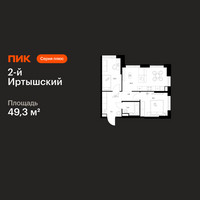Планировка двухкомнатной(квартира) площадью 49.3 квадратных метров в “ЖК 2-й Иртышский”