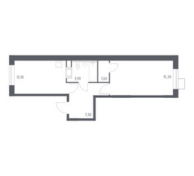 Планировка однокомнатной(квартира) площадью 40.2 квадратных метров в ЖК “ЖК Цветочные Поляны”