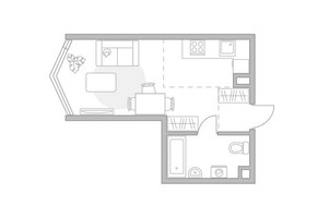 Планировка студии(квартира) площадью 30.13 квадратных метров в “ЖК Мневники от Гранель”