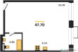 Планировка студии(квартира) площадью 47.7 квадратных метров в “ЖК Резиденции Архитекторов”
