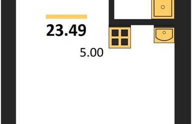 Планировка студии(квартира) площадью 23.49 квадратных метров в ЖК “ЖК Химки Тайм”