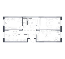 Планировка трехкомнатной(квартира) площадью 79.2 квадратных метров в “ЖК Мытищи Парк”