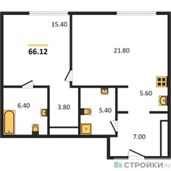 Планировка однокомнатной(квартира) площадью 67.4 квадратных метров в ЖК “ЖК Клубные особняки "Ильинка 3/8"”
