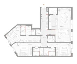 Планировка трехкомнатной(квартира) площадью 176 квадратных метров в ЖК “ЖК Николь”
