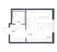 Планировка студии(квартира) площадью 26.13 квадратных метров в “ЖК Пригород Лесное”
