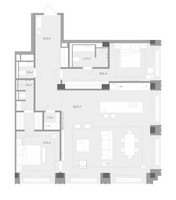 Планировка двухкомнатной(квартира) площадью 123.65 квадратных метров в “Клубный дом Форум”