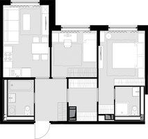 Планировка двухкомнатной(квартира) площадью 57.1 квадратных метров в “ЖК MALEVICH (Малевич)”