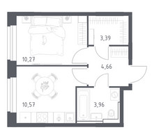 Планировка однокомнатной(квартира) площадью 32.85 квадратных метров в “ЖК Квартал Строгино”