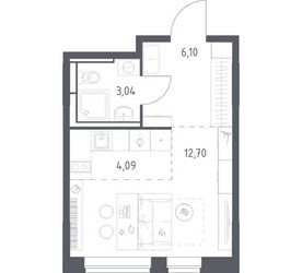 Планировка студии(квартира) площадью 25.93 квадратных метров в ЖК “ЖК Богдановский Лес”