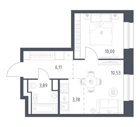 Планировка однокомнатной(квартира) площадью 34.31 квадратных метров в ЖК “ЖК Верейская 41”