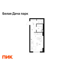 Планировка студии(квартира) площадью 28.6 квадратных метров в ЖК “ЖК Белая Дача парк”