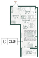 Планировка студии(квартира) площадью 31.28 квадратных метров в “ЖК Рига Хиллс”
