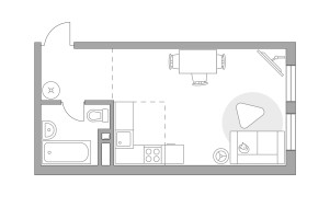 Планировка студии(квартира) площадью 32.56 квадратных метров в “ЖК BeLuck Коломенское”